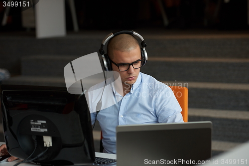 Image of startup business, software developer working on computer