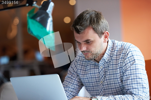 Image of startup business, software developer working on computer