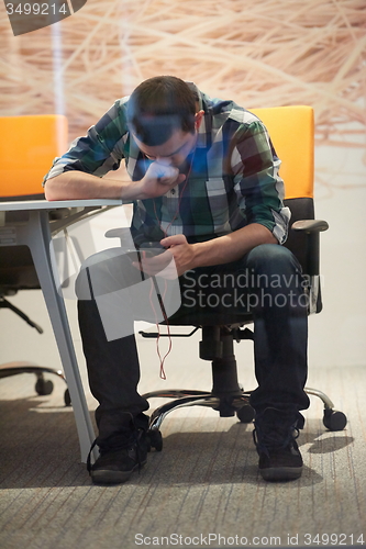 Image of startup business, software developer working on computer