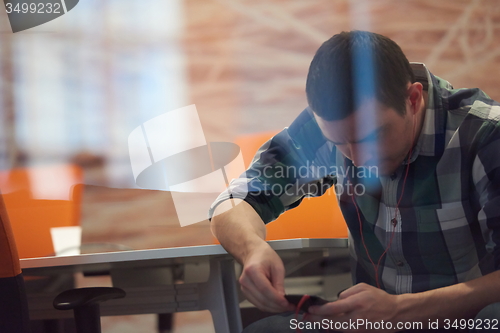 Image of startup business, software developer working on computer