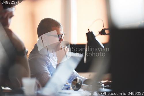 Image of startup business, software developer working on computer