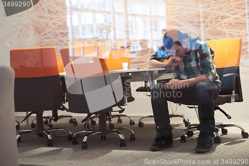 Image of startup business, software developer working on computer