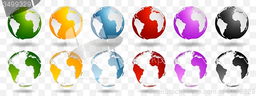 Image of Bright earth globes vector design