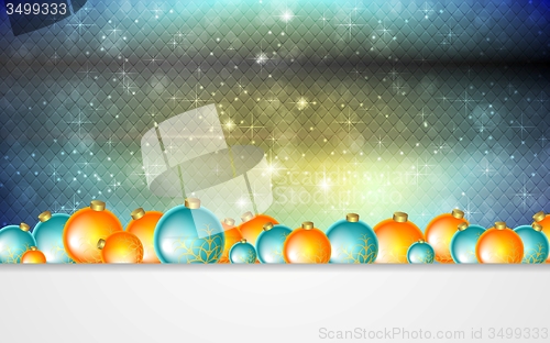 Image of Bright greeting background with Christmas balls