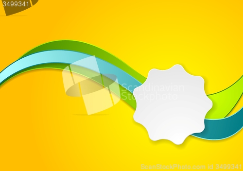 Image of Colorful corporate wave background with blank label