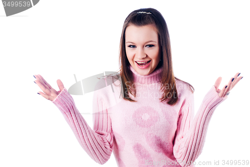 Image of Attractive girl laughs