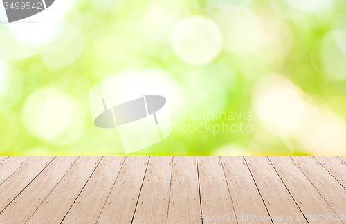 Image of Wood Plank with Bokeh Background