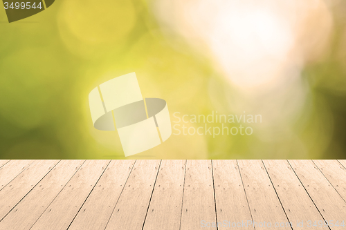 Image of Wood Plank with Bokeh Background