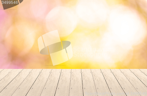 Image of Wood Plank with Bokeh Background