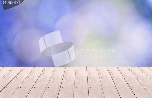 Image of Wood Plank with Bokeh Background