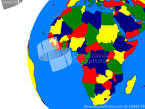 Image of African continent on political globe