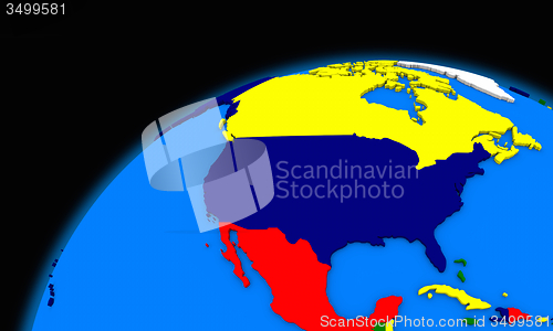 Image of north America on planet Earth political map