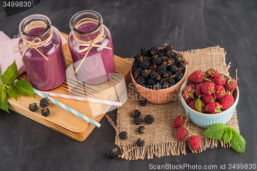 Image of Fresh red fruits smoothie