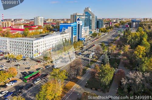 Image of Office building and Respubliki street. Tyumen