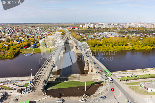 Image of Old bridge and construction new one. Tyumen.Russia