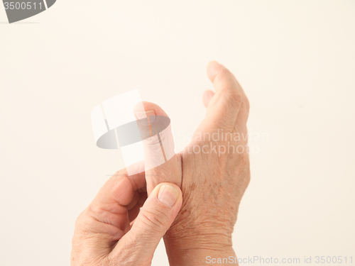 Image of man has an aching thumb	