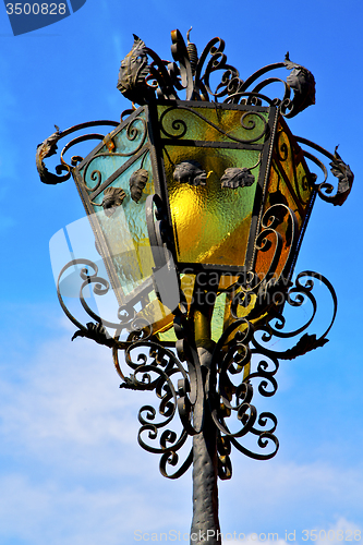 Image of  street lamp a bulb in the   sky cairate  italy