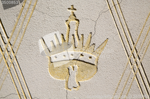 Image of italy church wall  brick in the   centre   crugnola varese 