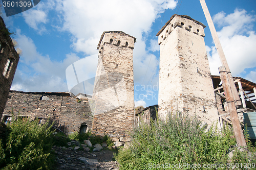 Image of Towers in mountain village