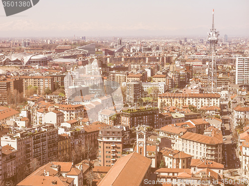 Image of Retro looking Milan aerial view
