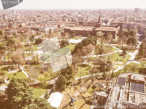 Image of Retro looking Milan aerial view