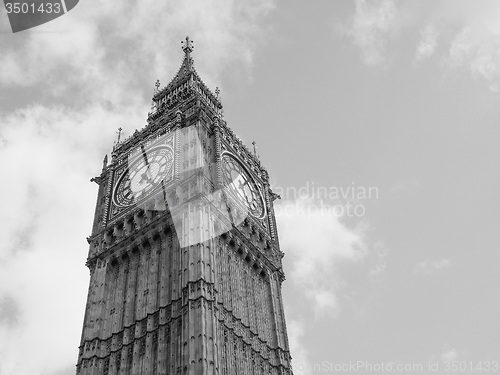 Image of Black and white Big Ben in London