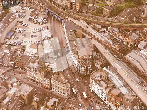 Image of Retro looking Aerial view of London
