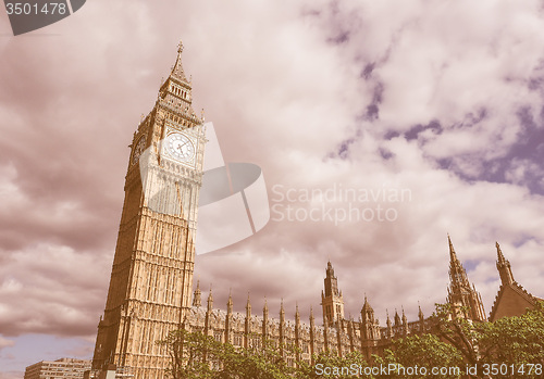 Image of Retro looking Houses of Parliament in London