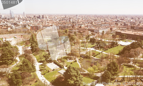 Image of Retro looking Milan aerial view