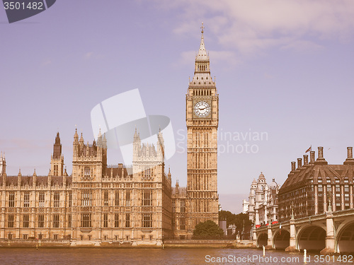 Image of Retro looking Houses of Parliament in London