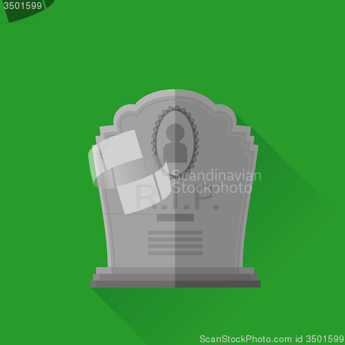 Image of Grey Gravestone Isolated on Green Background. 