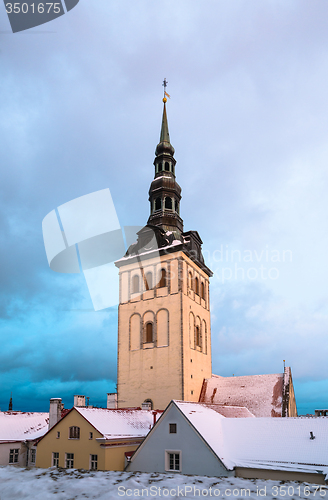 Image of  Winter view of the Old Tallinn. Church Niguliste