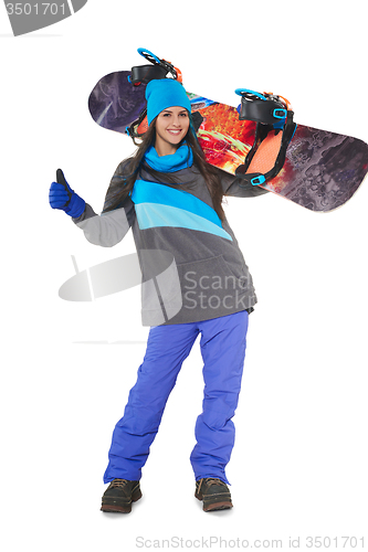 Image of Woman with a snowboard