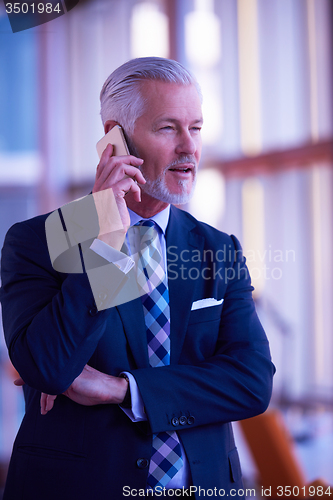 Image of senior business man talk on mobile phone