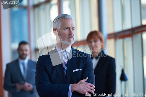 Image of senior business man with his team at office