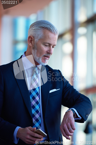 Image of senior business man talk on mobile phone