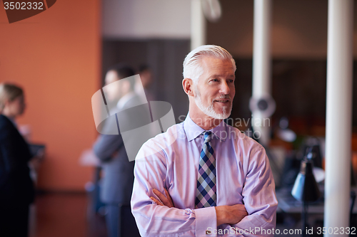 Image of senior business man with his team at office