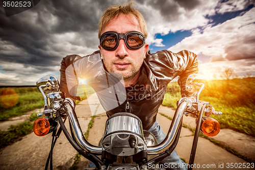 Image of Biker on a motorcycle