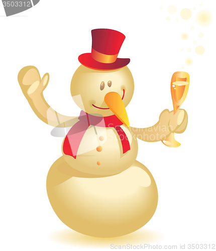 Image of Snowman with wineglass gold