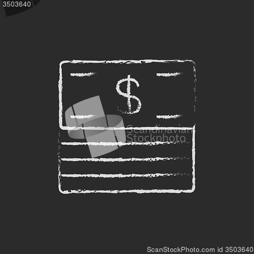 Image of Stack of dollar bills icon drawn in chalk.