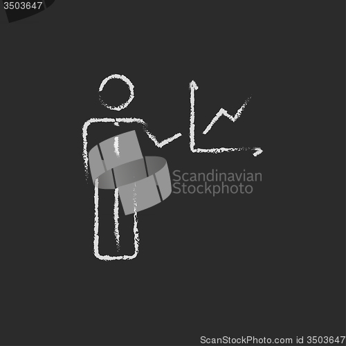 Image of Business report icon drawn in chalk.