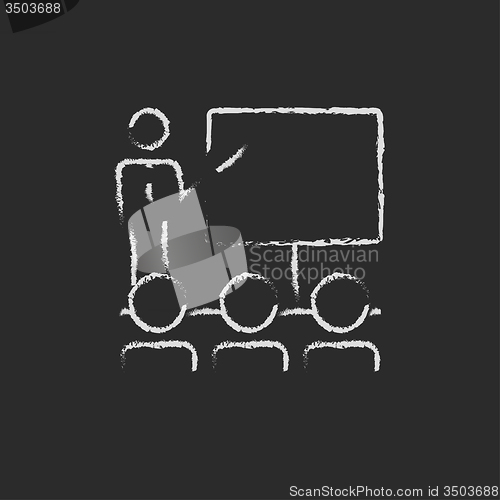 Image of Business presentation icon drawn in chalk.