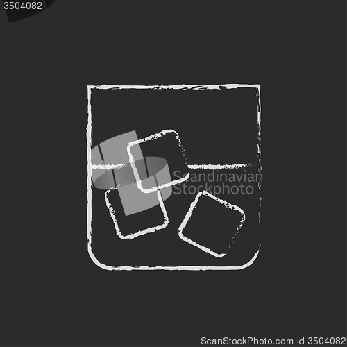 Image of Glass of water with ice icon drawn in chalk.