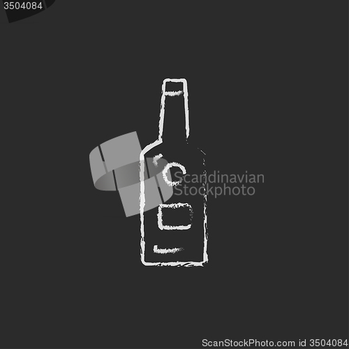 Image of Glass bottle icon drawn in chalk.