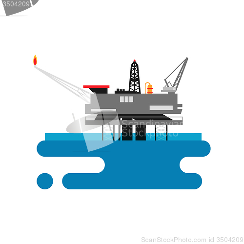 Image of Offshore oil platform in the blue ocean. Flat style vector illustration concept