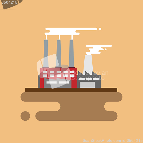 Image of Concept of industrial factory buildings  flat design style.