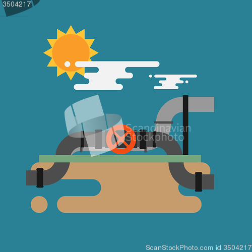 Image of Vector concept of oil  pipes network  with valve