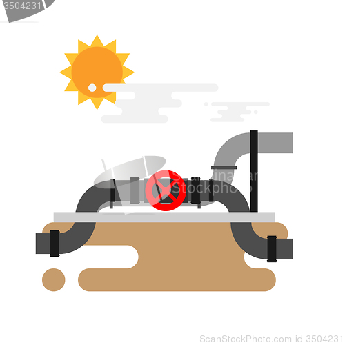 Image of Vector concept of oil  pipes network  with valve