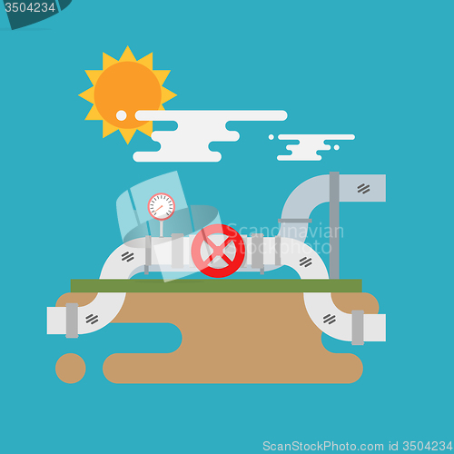 Image of Vector concept of oil  pipes network  with valve