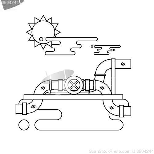 Image of Vector concept of oil  pipes network  with valve